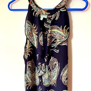 Veronica M. large sleeveless top navy with multicolored paisley print